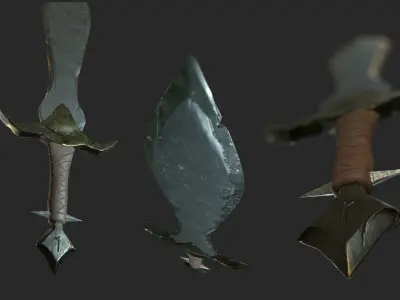 Medieval fantasy short sword Low-poly 3D model