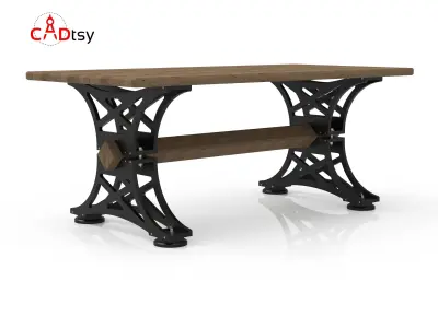 Table DXF CNC Vector Plans for Wooden Industrial Style Table Leg 3D model
