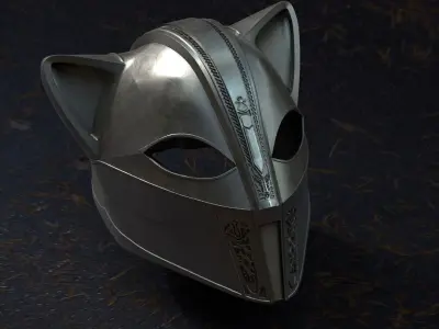 antique feline helmet wearable -STL file for 3d printer 3D print model