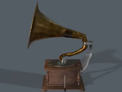 Old Gramaphone Low-poly 3D model