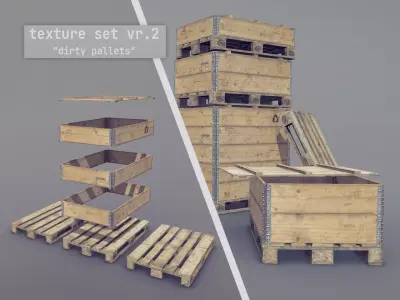 Cargo Wood Pallets Collars Cover EUR EPAL vr-2 Low-poly 3D model