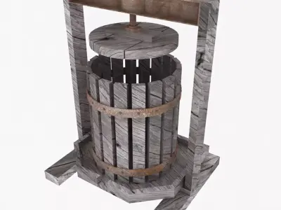 Vintage Wine Press Low-poly 3D model