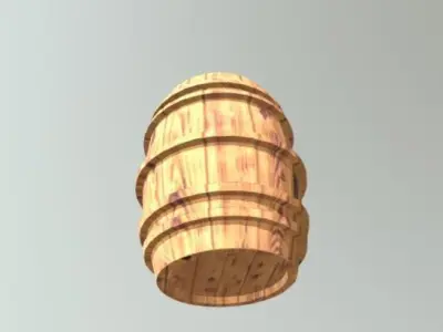 Wooden Barrel Free low-poly 3D model 7