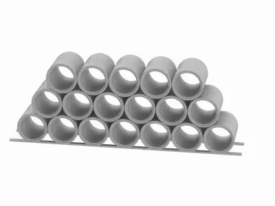 Concrete Pipes Stack 3D model purchase
