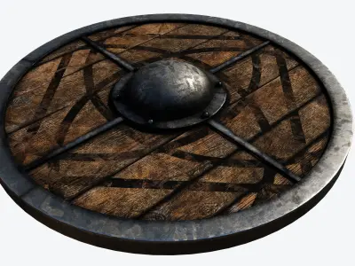 Wooden shield Low-poly 3D model 10