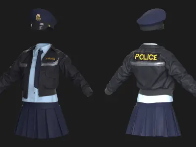 Stylized police uniform  Marvelous Designer project obj 3D model