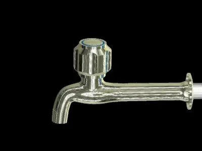 Realistic Stainless Steel Water Tap Faucet 3D Model 3D model