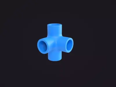 4-Way Pipe Fitting 3D model