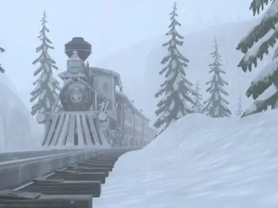 Winter Train Low-poly 3D model