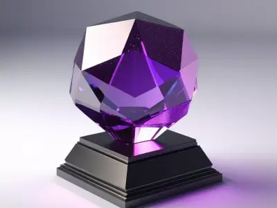 Faceted Purple Crystal Gemstone Trophy 3D model