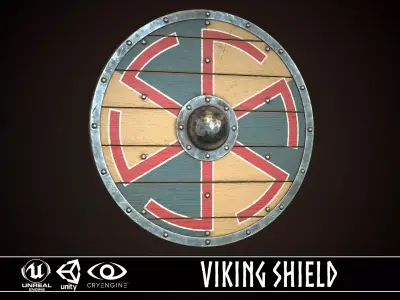 Viking Shield 25 Low-poly 3D model