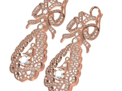 Antique Art Deco Style Bow Earring 3D print model