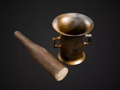 19th Century Mortar and Pestle Low-poly 3D model