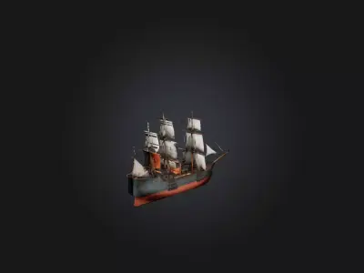 Realistic Ship Model Low-poly 3D model