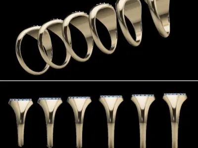 Dainty Halo Diamond Signet Ring Mix Sizes 3D print model