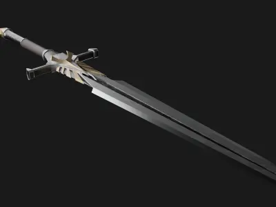 Bastard sword Low-poly 3D model buy
