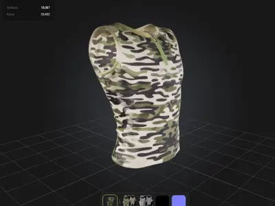 Male camo Military Top game ready UE5 Low-poly 3D model