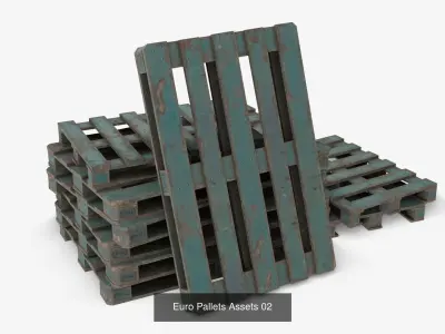 Wood Euro Pallets Collection 3D Model Pack
