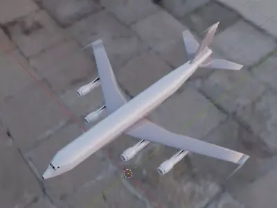 E-8 Style ELINT Spy Plane - Custom 1950s Quad Jetliner Low-poly 3D model