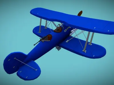 Stylized Biplane Low-poly 3D model