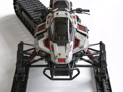 Realistic Sci-Fi Arctic Crawler Bike Low-poly 3D model