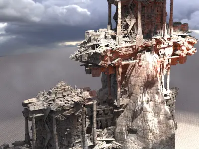 Facade of the Khazneh sci fi structure 3D model