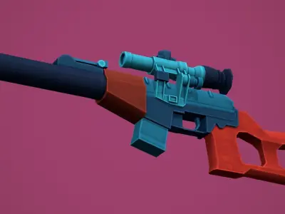 Stylized VSS Vintorez Low Poly  Low-poly 3D model