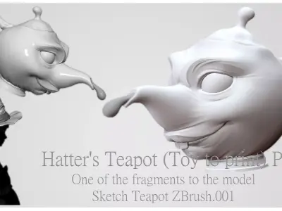 Hatters Teapot - Toy model to print Part 01 Free 3D print model Free 3D print model