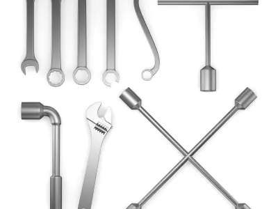 9 Wrenches Collection wrench 3D model