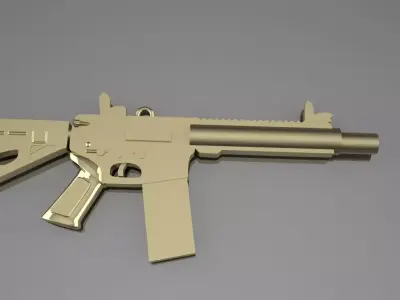 AR Rifle Pendant Gold Silver Platinum Luxury Jewelry  3D print model