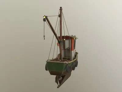 Ship Low Poly fishing boat Low-poly 3D model