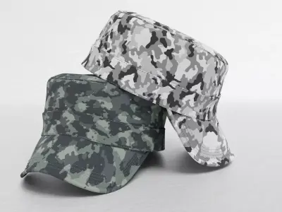 Military camouflage cap Low-poly 3D model