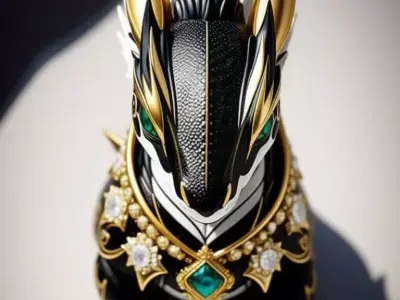 Black Gold Dragon Gems Fantasy Animal Character 3D LowPoly Low-poly 3D model