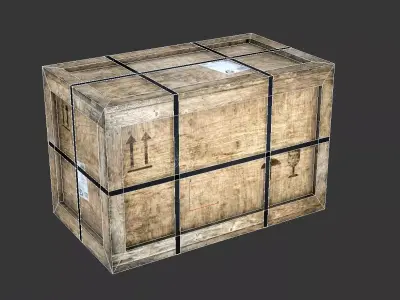 wooden crate with pp straps PBR 4K Low-poly 3D model