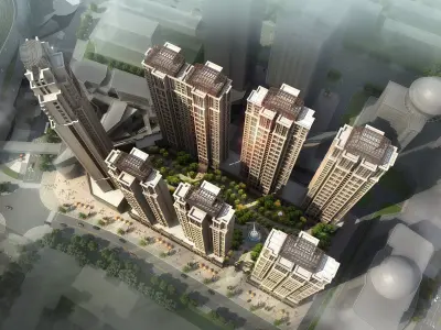 3Dmax fashion city commercial square building 156 3D model