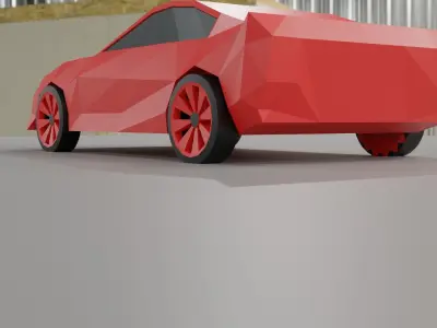 Lowpoly  red car model Free low-poly 3D model
