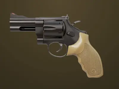 Small Revolver 06 Black Generic All PBR Unity UE Textures Low-poly 3D model