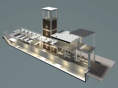 Industrial building in section cut 25i08 3D model