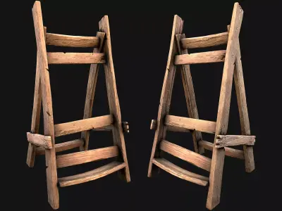 Medieval Weapon Rack Spears Armory Furniture Lance Stand Low-poly 3D model