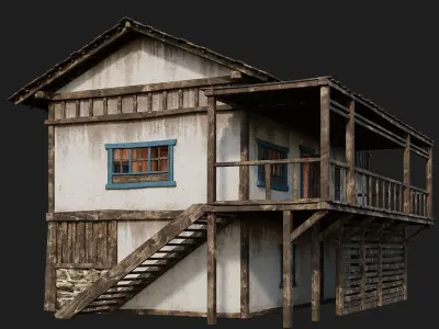 Old House Building 4K Textures GameReady 165 Low-poly 3D model