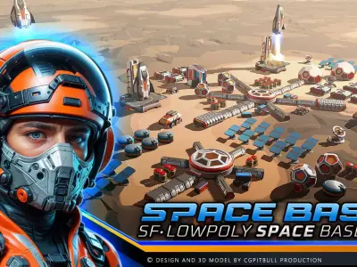 Low Poly SPACE Base  Low-poly 3D model