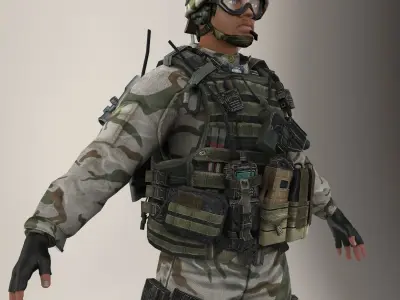 Soldier Black Full Nor Rigged 3D model