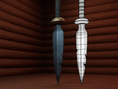 Stylized obsolete knife Free low-poly 3D model