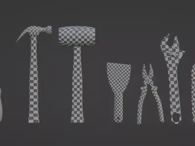 Hand tools Collection Low poly Free low-poly 3D model