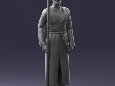 000107 Cossack Guard Soldier in Traditional Uniform 0116 3D model