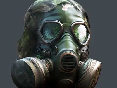 Gas mask helmet 3d model military combat fantasy cyborg  Low-poly 3D model get