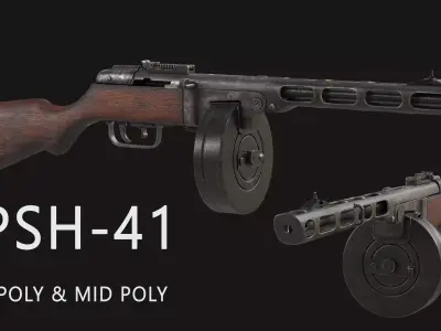 PPSh-41 Low-poly 3D model get