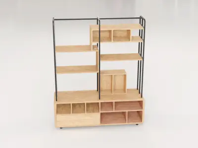 Furniture Modern Shelf 4 Low-poly 3D model