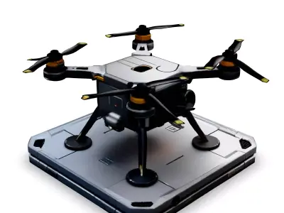 SciFi Cargo Drone with Landing Pad Low-poly 3D model