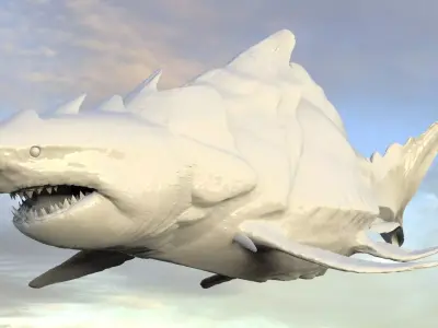 Megalodon Shark Hybrid Fantasy With UVs 3D 3D model